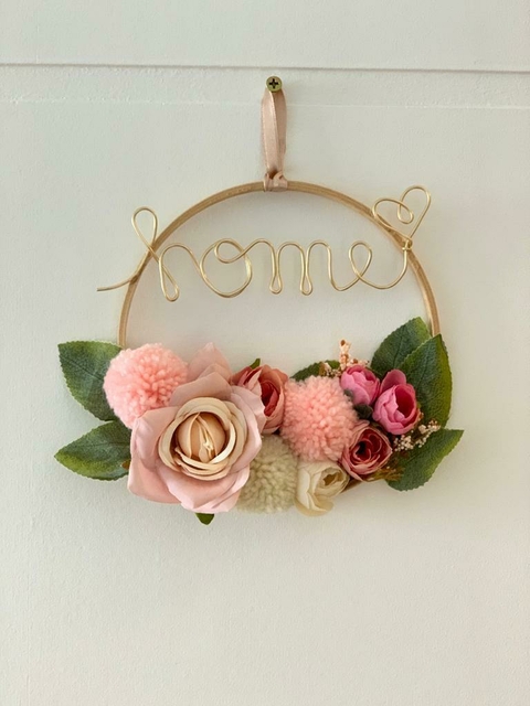 Guirlanda Flores e Pompons Home 20 cm