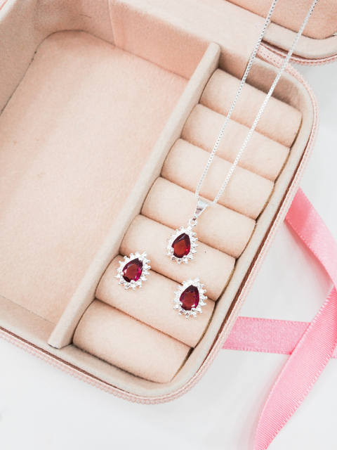 Conjunto Brinco e Colar Marsala