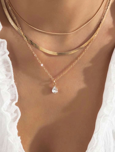 Colar Strass Pingo D'água
