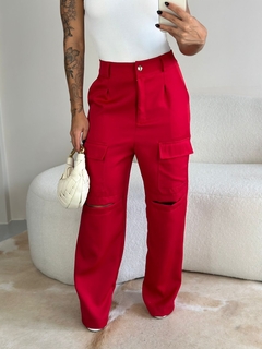 Calça alfaiataria vermelha na internet