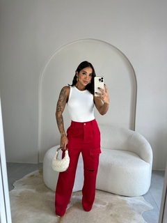 Calça alfaiataria vermelha