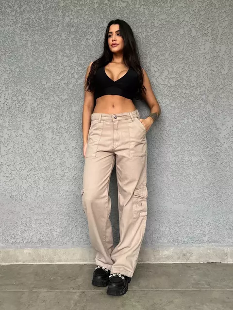 Calça Cargo Bege
