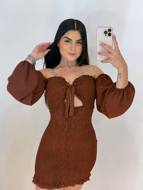 Vestido Lastex Manga Longa