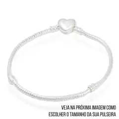 Pulseira Fecho Coração Banhado a Prata