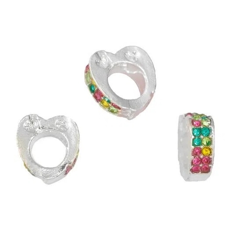 Berloque Strass Colorido Banhado a Prata