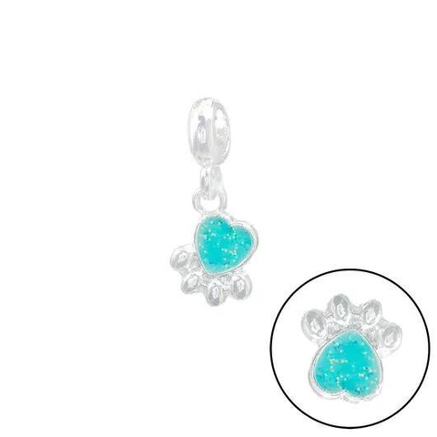 Berloque Patinha Azul Banhado a Prata