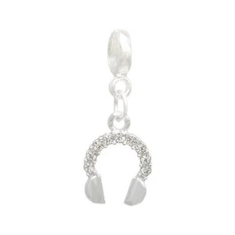 Berloque Fone Strass Banhado a Prata