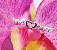 Anel de Prata 925 Modelo Aparador coração , Devoção - Aimée Joias