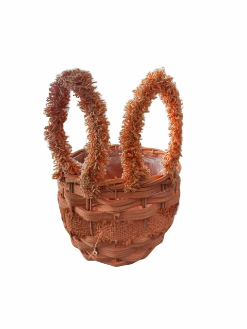 Cesto para Decoração de Páscoa Laranja Palha 15 x 15 x 23 cm - comprar online