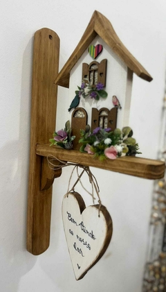 Placa de Coluna decoração Bem Vindo ao Nosso Lar Branca 48 x 26 cm - loja online