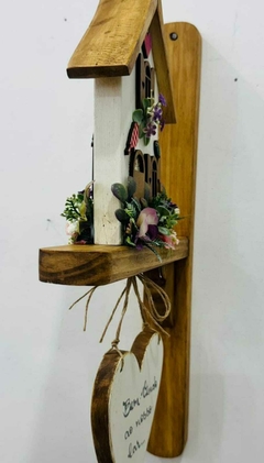 Placa de Coluna decoração Bem Vindo ao Nosso Lar Branca 48 x 26 cm - Toko Artesanato e Decorações