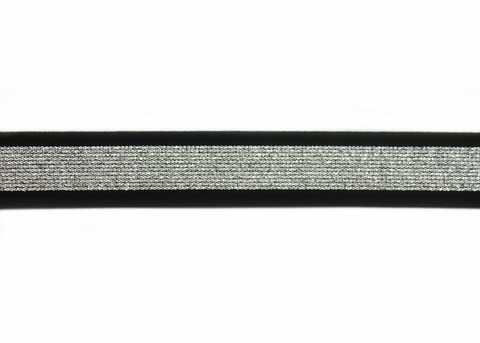 Elástico Preto com Lurex Prata 2,5cm Larg