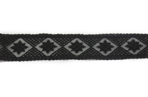 Renda Tule Entremeio Bordada com Algodão - Larg 5cm