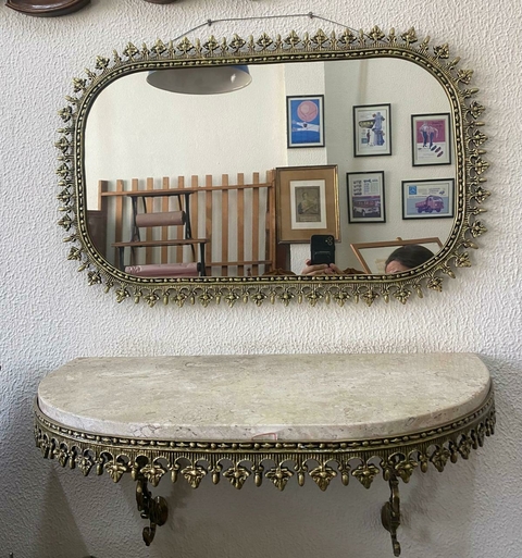 CONSOLE E ESPELHO EM BRONZE