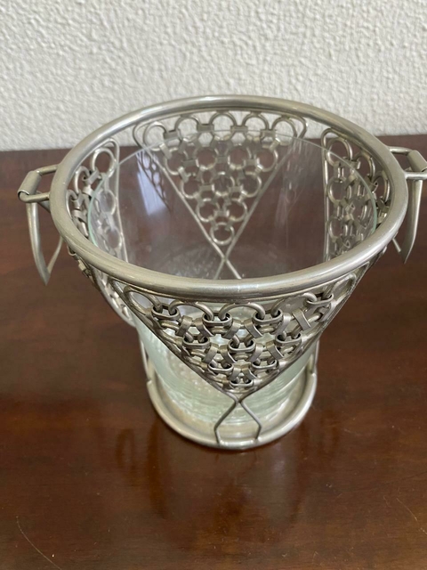 BALDE DE GELO PRATA E VIDRO