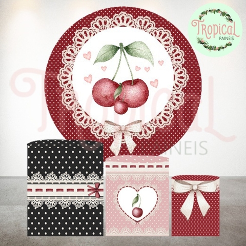 KIT PAINEL E TRIO DE CAPAS CILINDROS - CEREJA