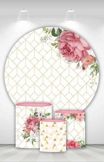 KIT PAINEL E TRIO DE CAPAS CILINDROS - FLORAL ROSA