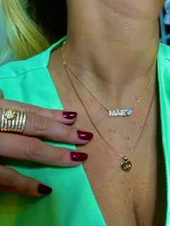 Colar Mãe cravejado - Coração em zircônia - loja online