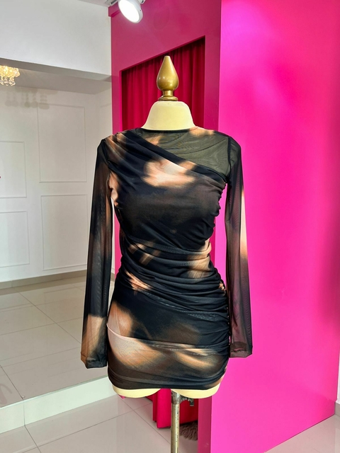 VESTIDO TULL NEGRO BEIGE