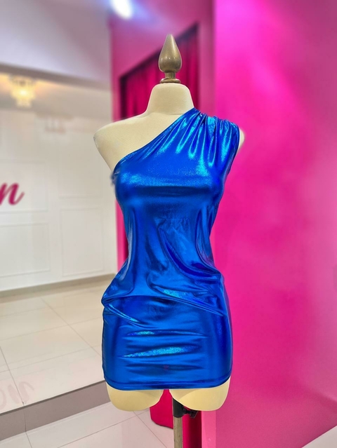 VESTIDO AZUL METALICO