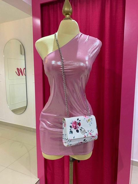 VESTIDO ROSA METALICO TALLA S/M