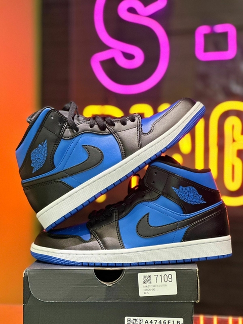 JORDAN 1 MID BLACK ROYAL BLUE 26.5 CM