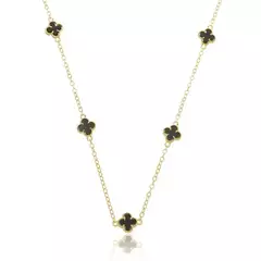 Colar Van Cleef 5T Preto Banhado a Ouro 18k na internet