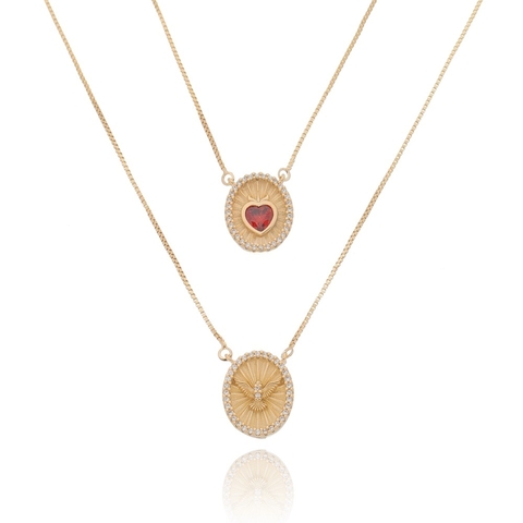 Colar Escapulário Com Medalha Cravejada