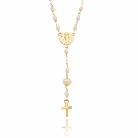 Colar De Cruz Com Pérola