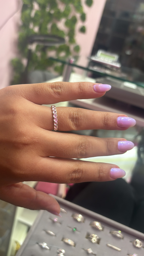 Anel aparador detalhado bolinhas zircônia prata 925