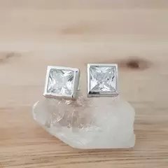 Brinco ponto de luz quadrado 5mm prata 925 - comprar online