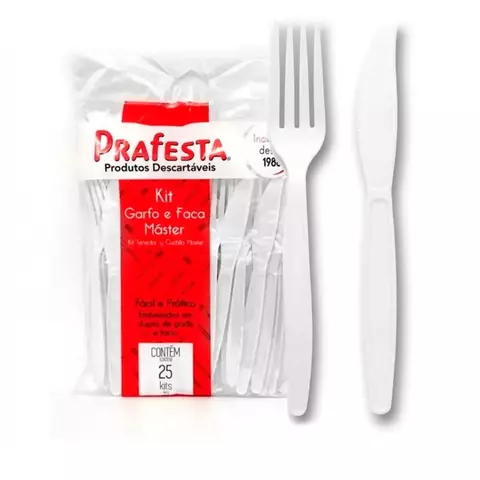 KIT GARFO E FACA MASTER BRANCO PRAFESTA 10X25 COM 250 UNIDADES - 6000 - comprar online