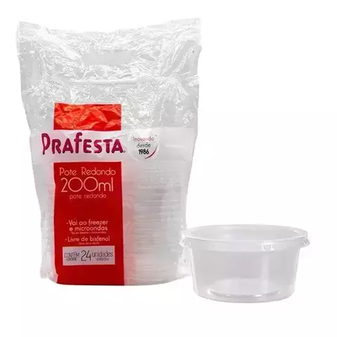 POTE 200ML REDONDO PRAFESTA 18X24 COM 432 UNIDADES - 8262 - comprar online