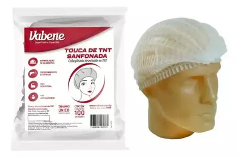 TOUCA TNT DESCARTÁVEL COM 100 UNIDADES VABENE - comprar online