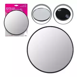 BONS ESPELHO DE PENDURAR REDONDO 7,5CM0 C/VENTOSA AUMENTA 3X NA CARTELA BC24312 FX/PR