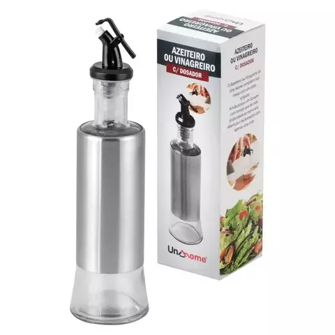 AZEITEIRO/VINAGREIRO DE VIDRO/INOX C/BICO DOSADOR DE PLASTICO BRANCO 300ML UD231904 UNYGIFT
