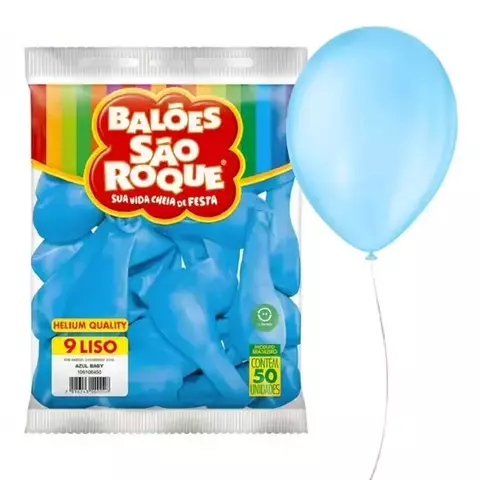 BALÃO 9 AZUL BEBE SÃO ROQUE - PACOTE 50 UNIDADES