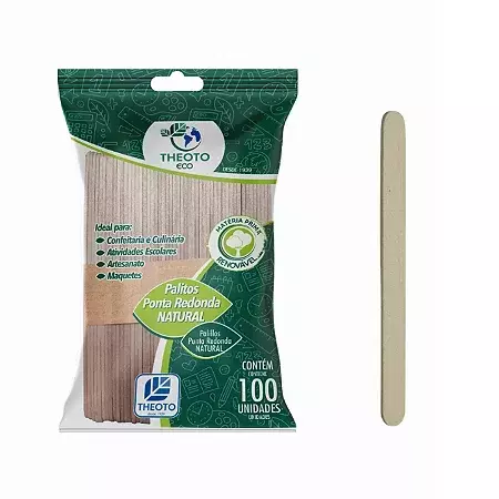 PALITO DE SORVETE REDONDO THEOTO COM 100 UNIDADES - comprar online