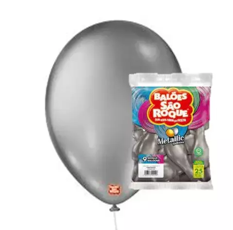 BALÃO 9 PRATA SÃO ROQUE - PACOTE 50 UNIDADES