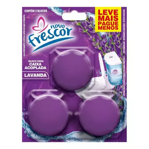 BLOCO PARA CAIXA ACOPLADA LAVANDA 3 UNIDADES NOVO FRESCOR