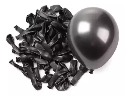 BA- BALAO LATEX METALIZADO 5 POLEGADAS C/25 UN - PRETO
