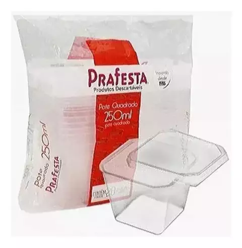 POTE 250ML QUADRADO PRAFESTA 12X20 COM 240 UNIDADES - 8466 - comprar online