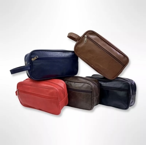 Kit C/12 Necessaire impermeável em Couro