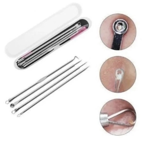 12 Kit C / 4 Peças Extrator Cureta Tira Acne Cravos E Espinha Limpeza