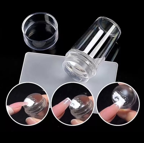 Carimbo De Unha Silicone Com Ponta Transparente Nailart