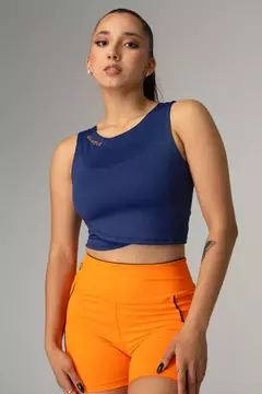 Regata Cropped Charm OnMove Azul Marinho - Armazém do Wod