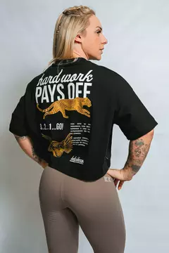 Cropped Oversized Kebra Kexo Hard Work Pays Off Black - comprar online