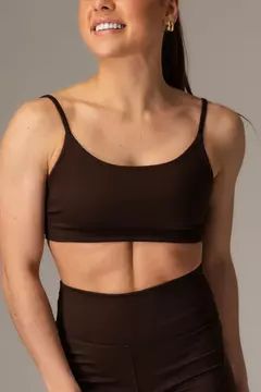 Top Alcinha Confort Kebra Kexo Café Tecido Marrom Escuro
