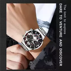 Imagem do relogio masculino relógios de luxo aço inoxidável quartzo