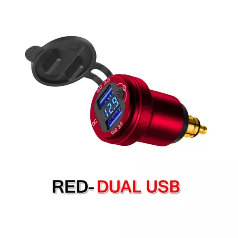 KBRUM Carregador USB Duplo 12V Rápido 3.0 com Adaptador DIN Hella e Exibição Digital: Acessório Essencial para Suas Aventuras!